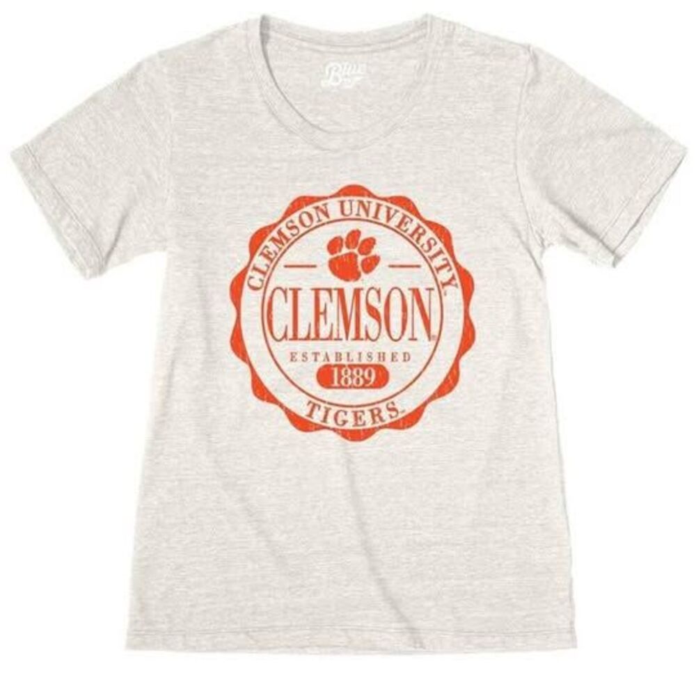 Blue 84 Women's NCAA Officially Licensed Tri-Blend T-Shirt Emblem Clemson XXL